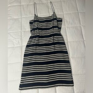 J. Crew Navy and White Striped Spaghetti Strap Mini Dress
